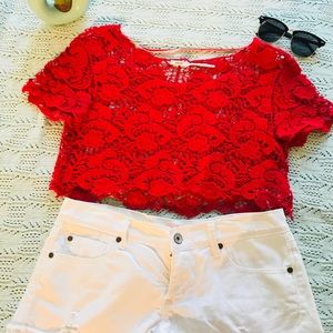 ❤️☀️adorable Red crochet crop top (size xs/s)
